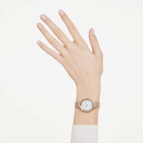 Imber Oval Uhr, Swiss Made, Metallarmband, goldfarben, roségoldfarbenes Finish