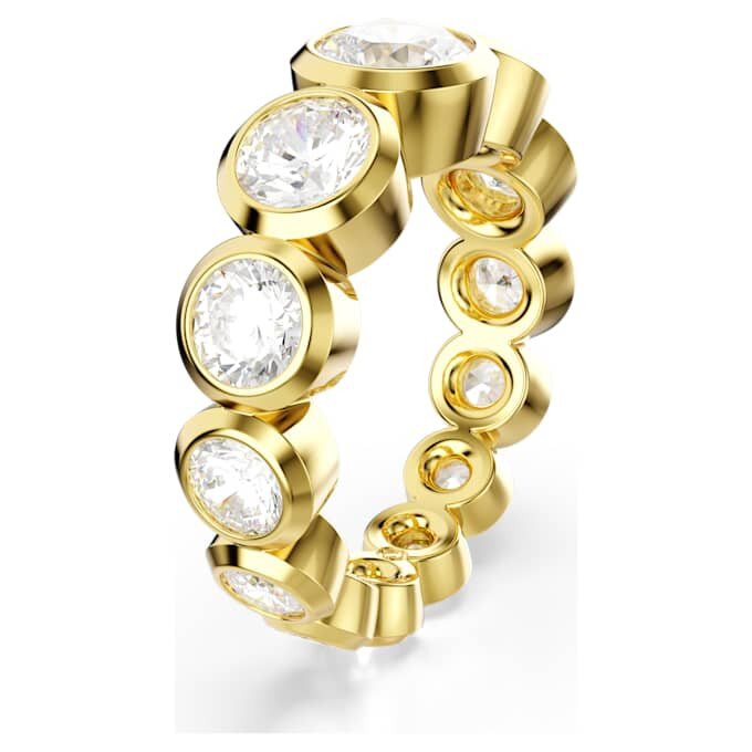 Imber-Ring mit gemischten Rundschliffen, weiß, vergoldet Imber-Ring mit gemischten Rundschliffen, weiß, vergoldet