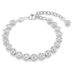 Imber Tennisarmband mit rundgeschliffenen Kristallen, weiß, rhodiniert