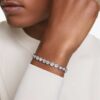 Imber Tennisarmband mit rundgeschliffenen Kristallen, weiß, rhodiniert