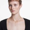 Imber Y-Halskette, runder Schliff, weiß, goldfarben plattiert
