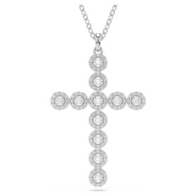 Insigne-Anhänger mit gemischten Schliffen, Kreuz, Weiß, rhodiniert Insigne-Anhänger mit gemischten Schliffen, Kreuz, Weiß, rhodiniert