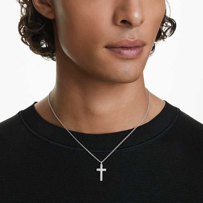 Insigne-Anhänger Pavé, Kreuz, Weiß, rhodiniert Insigne-Anhänger Pavé, Kreuz, Weiß, rhodiniert