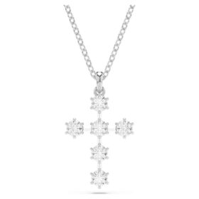 Insigne-Anhänger, Rundschliff, Kreuz, Weiß, rhodiniert Insigne-Anhänger, Rundschliff, Kreuz, Weiß, rhodiniert