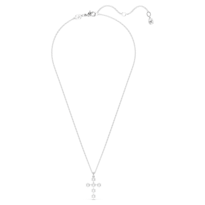 Insigne-Anhänger, Rundschliff, Kreuz, Weiß, rhodiniert Insigne-Anhänger, Rundschliff, Kreuz, Weiß, rhodiniert