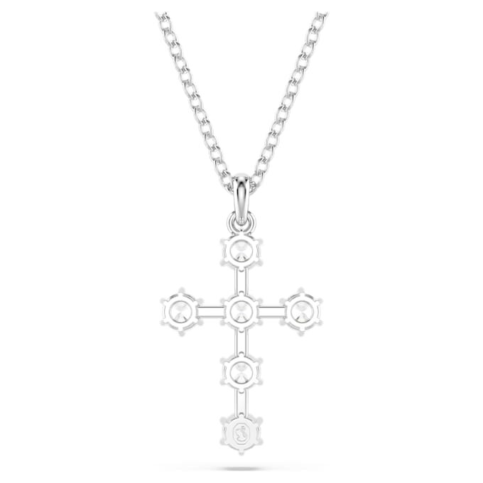 Insigne-Anhänger, Rundschliff, Kreuz, Weiß, rhodiniert Insigne-Anhänger, Rundschliff, Kreuz, Weiß, rhodiniert
