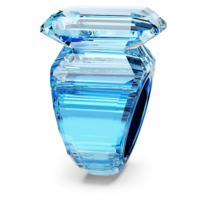Lucent Cocktailring mit Achtkant-Schliff, Blau Lucent Cocktailring mit Achtkant-Schliff, Blau