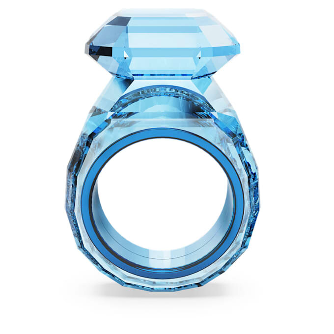 Lucent Cocktailring mit Achtkant-Schliff, Blau Lucent Cocktailring mit Achtkant-Schliff, Blau