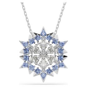 Magischer Anhänger und Brosche „Schneeflocke“, blau, rhodiniert Magischer Anhänger und Brosche „Schneeflocke“, blau, rhodiniert