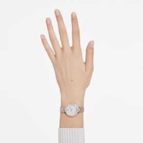 Matrix 3-Link-Uhr, Swiss Made, Metallarmband, silberfarben, roségoldfarbenes Finish
