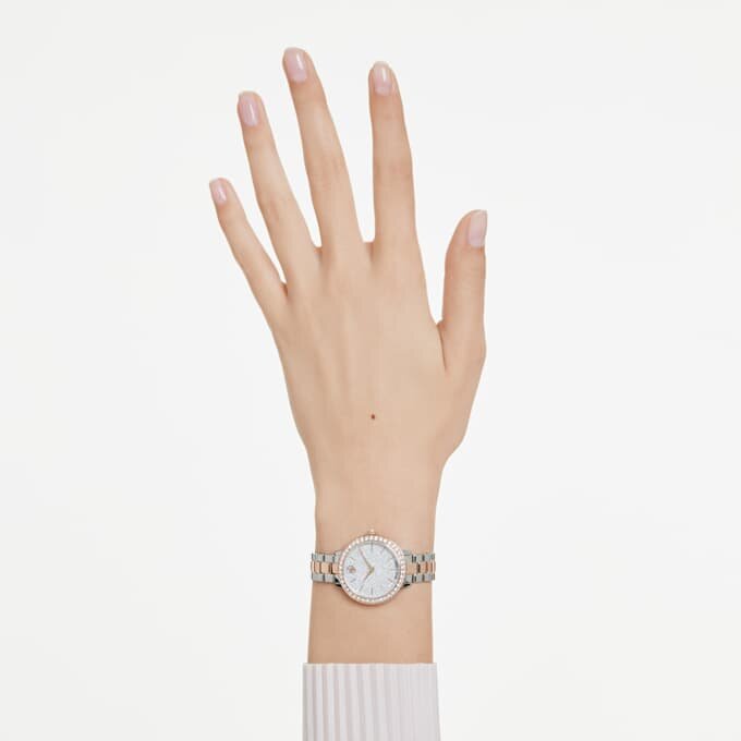 Matrix 3-Link-Uhr, Swiss Made, Metallarmband, silberfarben, roségoldfarbenes Finish Matrix 3-Link-Uhr, Swiss Made, Metallarmband, silberfarben, roségoldfarbenes Finish