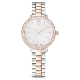Matrix 3-Link-Uhr, Swiss Made, Metallarmband, silberfarben, roségoldfarbenes Finish