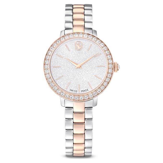 Matrix 3-Link-Uhr, Swiss Made, Metallarmband, silberfarben, roségoldfarbenes Finish Matrix 3-Link-Uhr, Swiss Made, Metallarmband, silberfarben, roségoldfarbenes Finish