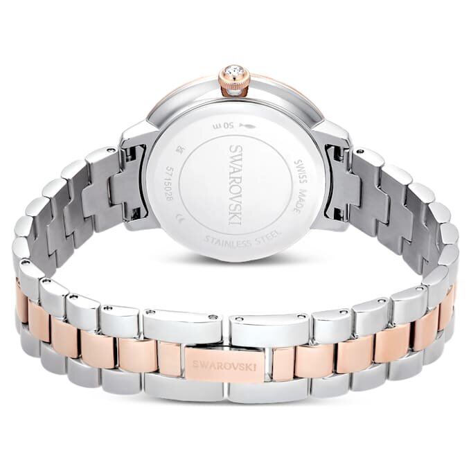 Matrix 3-Link-Uhr, Swiss Made, Metallarmband, silberfarben, roségoldfarbenes Finish Matrix 3-Link-Uhr, Swiss Made, Metallarmband, silberfarben, roségoldfarbenes Finish