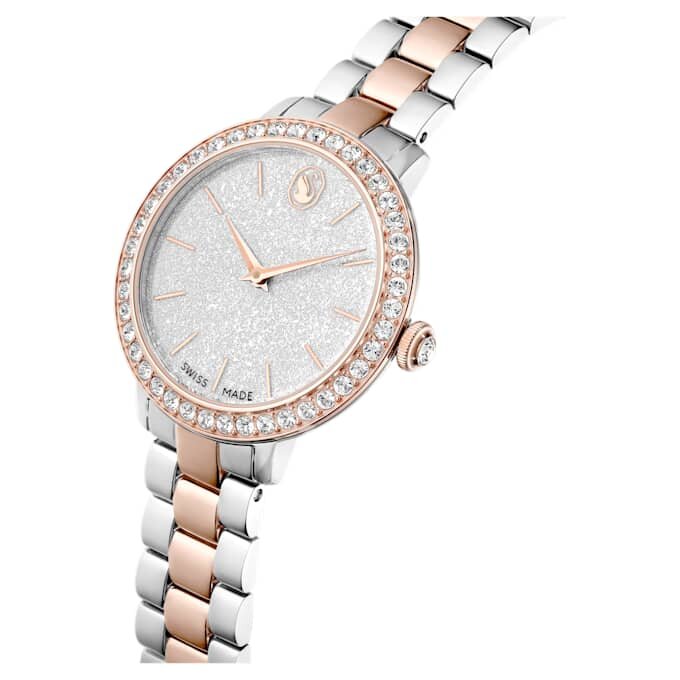 Matrix 3-Link-Uhr, Swiss Made, Metallarmband, silberfarben, roségoldfarbenes Finish Matrix 3-Link-Uhr, Swiss Made, Metallarmband, silberfarben, roségoldfarbenes Finish