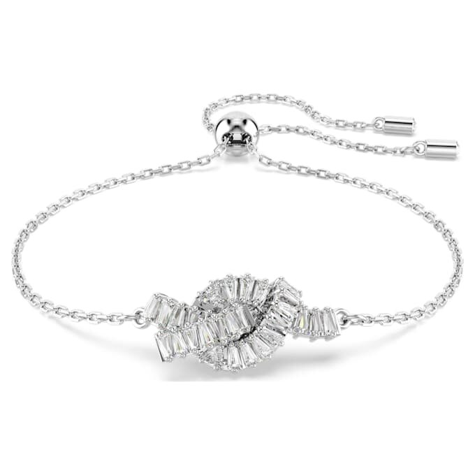 Matrix-Armband im Baguette-Schliff, Knoten, Weiß, rhodiniert Matrix-Armband im Baguette-Schliff, Knoten, Weiß, rhodiniert