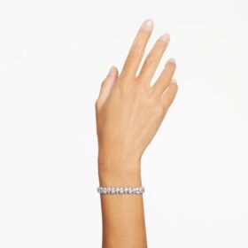 Matrix-Armband im Birnenschliff, weiß, rhodiniert
