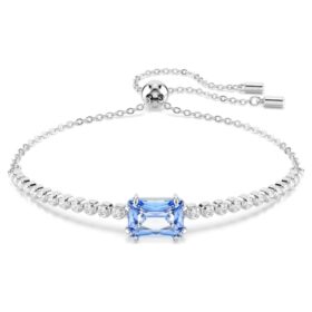 Matrix-Armband mit gemischten Schliffen, blau, rhodiniert