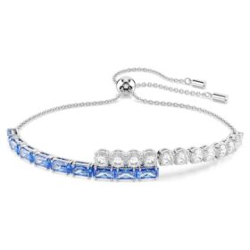 Matrix-Armband mit gemischten Schliffen, blau, rhodiniert
