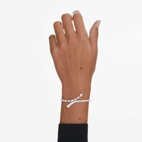 Matrix-Armband mit gemischten Schliffen, weiß, rhodiniert