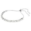 Matrix-Armband mit Kristallperle, Rundschliff, weiß, rhodiniert
