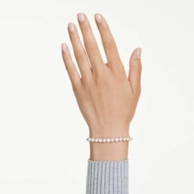 Matrix-Armband mit Kristallperlen, Rundschliff, weiß, vergoldet Matrix-Armband mit Kristallperlen, Rundschliff, weiß, vergoldet