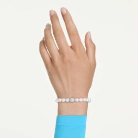 Matrix-Armband mit Kristallperlen, weiß, rhodiniert