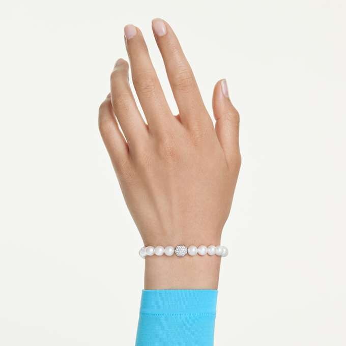 Matrix-Armband mit Kristallperlen, weiß, rhodiniert Matrix-Armband mit Kristallperlen, weiß, rhodiniert
