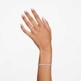 Matrix-Armband mit rundem Schliff, weiß, rhodiniert