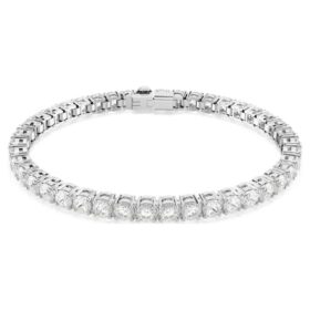 Matrix-Armband mit rundem Schliff, weiß, rhodiniert
