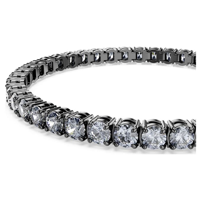 Matrix-Armband mit rundgeschliffenen Steinen, grau, rutheniumbeschichtet Matrix-Armband mit rundgeschliffenen Steinen, grau, rutheniumbeschichtet