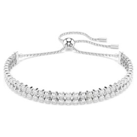 Matrix-Armband, Rundschliff, weiß, rhodiniert