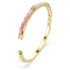 Matrix-Armreif im Baguette-Schliff, achteckige Form, rosa, goldfarben plattiert