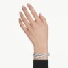 Matrix-Armreif mit gemischten Schliffen, weiß, rhodiniert