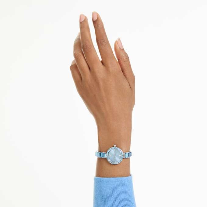 Matrix Armreif-Uhr Swiss Made, Kristall-Armband, Blau, Edelstahl Matrix Armreif-Uhr Swiss Made, Kristall-Armband, Blau, Edelstahl