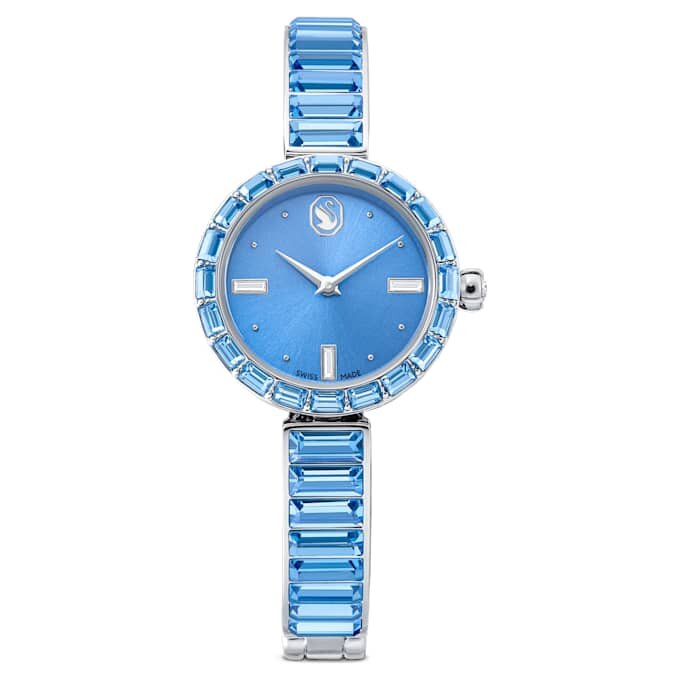 Matrix Armreif-Uhr Swiss Made, Kristall-Armband, Blau, Edelstahl Matrix Armreif-Uhr Swiss Made, Kristall-Armband, Blau, Edelstahl