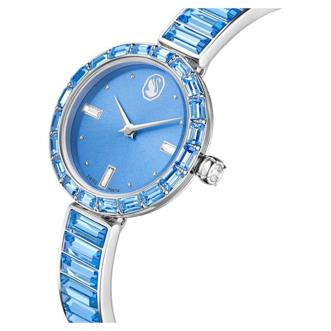 Matrix Armreif-Uhr Swiss Made, Kristall-Armband, Blau, Edelstahl Matrix Armreif-Uhr Swiss Made, Kristall-Armband, Blau, Edelstahl