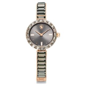 Matrix Armreif-Uhr Swiss Made, Kristall-Armband, grau, roségoldfarben