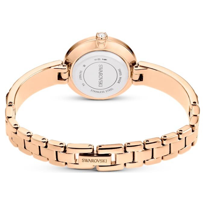 Matrix Armreif-Uhr Swiss Made, Kristall-Armband, grau, roségoldfarben Matrix Armreif-Uhr Swiss Made, Kristall-Armband, grau, roségoldfarben