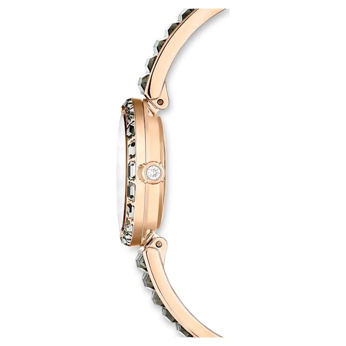 Matrix Armreif-Uhr Swiss Made, Kristall-Armband, grau, roségoldfarben Matrix Armreif-Uhr Swiss Made, Kristall-Armband, grau, roségoldfarben
