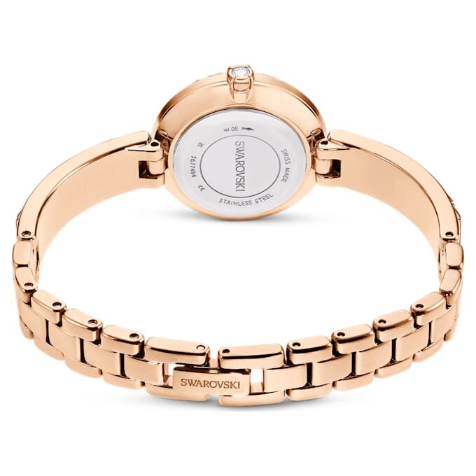 Matrix Armreif-Uhr Swiss Made, Kristall-Armband, Weiß, roségoldfarbene Oberfläche Matrix Armreif-Uhr Swiss Made, Kristall-Armband, Weiß, roségoldfarbene Oberfläche