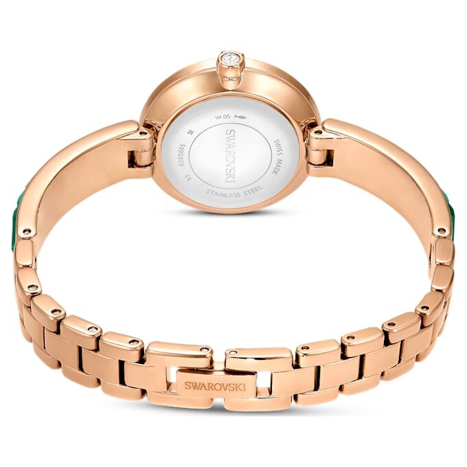 Matrix Armreif-Uhr, Swiss Made, Kristallarmband, grün, champagnerfarbene Goldoptik Matrix Armreif-Uhr, Swiss Made, Kristallarmband, grün, champagnerfarbene Goldoptik