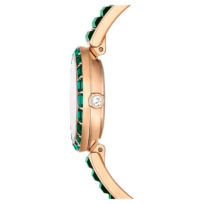 Matrix Armreif-Uhr, Swiss Made, Kristallarmband, grün, champagnerfarbene Goldoptik Matrix Armreif-Uhr, Swiss Made, Kristallarmband, grün, champagnerfarbene Goldoptik