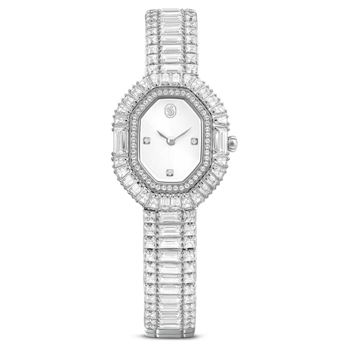 Matrix Octagon Uhr mit Baguette-Schliff, Metallarmband, silberfarben, Edelstahl Matrix Octagon Uhr mit Baguette-Schliff, Metallarmband, silberfarben, Edelstahl