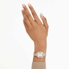 Matrix Octagon Uhr mit Metallarmband, goldfarben, champagnerfarbene PVD-Beschichtung