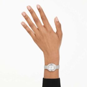Matrix Octagon Uhr mit Metallarmband, silberfarben, Edelstahl