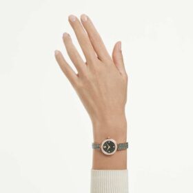 Matrix Pearl Armreif-Uhr, Swiss Made, Kristallarmband, schwarz, roségoldfarbenes Finish Matrix Pearl Armreif-Uhr, Swiss Made, Kristallarmband, schwarz, roségoldfarbenes Finish