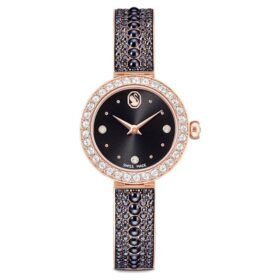 Matrix Pearl Armreif-Uhr, Swiss Made, Kristallarmband, schwarz, roségoldfarbenes Finish Matrix Pearl Armreif-Uhr, Swiss Made, Kristallarmband, schwarz, roségoldfarbenes Finish