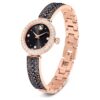 Matrix Pearl Armreif-Uhr, Swiss Made, Kristallarmband, schwarz, roségoldfarbenes Finish