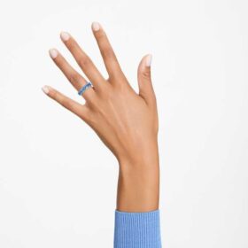 Matrix-Ring im Baguette-Schliff, blau, rhodiniert
